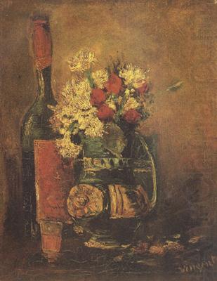 Vase with Carnation and Roses and a Bottle (nn04), Vincent Van Gogh